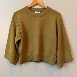 NWT For the Republic Sage Green Crop Knit Sweater Wide Sleeve Size S/P MSRP $78